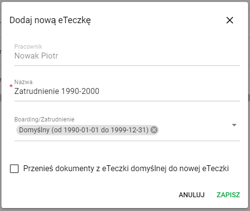 Dodawanie nowej eTeczki