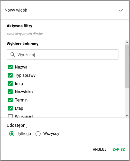 Dodawanie nowego widoku