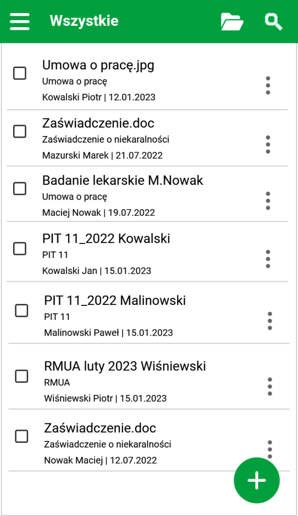 Lista rekordów
