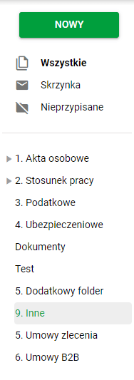 Lista folderów