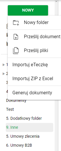 Tworzenie nowego folderu