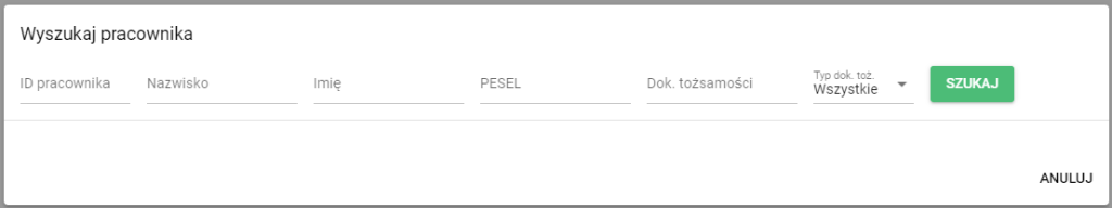 Wyszukiwanie pracownika zaawansowane