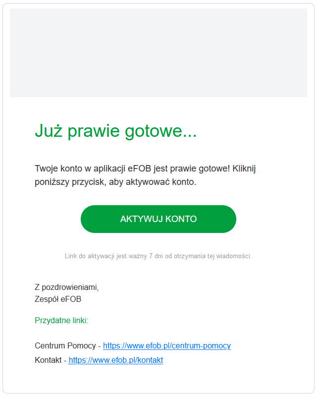 Wiadomość e-mail z linkiem do aktywacji konta