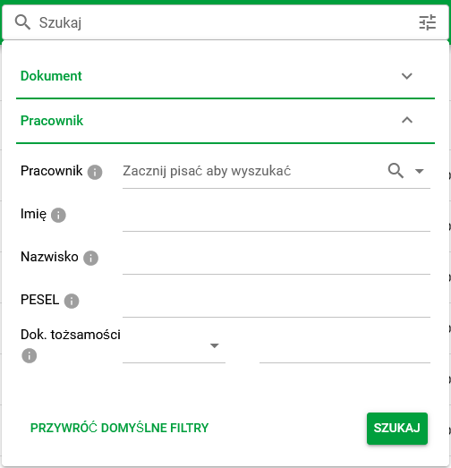 Wyszukiwanie po pracowniku