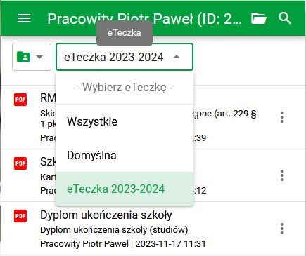 Wybór jednej z eTeczek