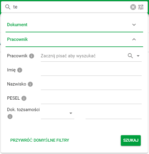 Okno wyszukiwania zaawansowanego