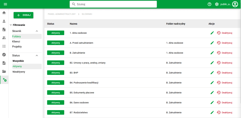 Aplikacja eTeczka – widok desktop