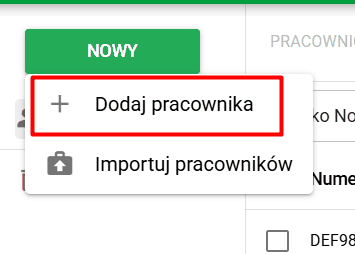 Ręczne dodawanie pracownika