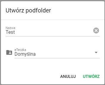 Tworzenie podfolderu