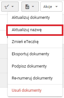 Przycisk aktualizacji nazwy