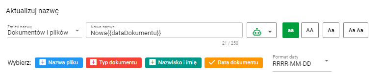 Opcje generowania nazwy